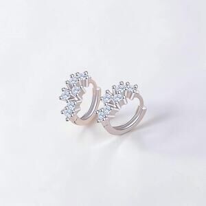 Silver Zircon Hoop Earrings
